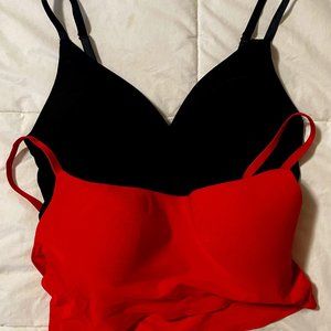 Victoria's Secret Pink 2 Pack Bralettes  Lightly Lined and Push Up Red and Black